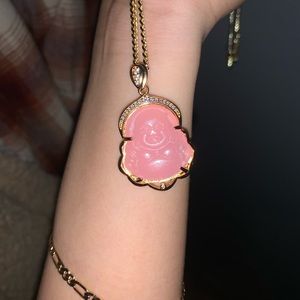 Gold Pink Jade Buddha Chain 💕